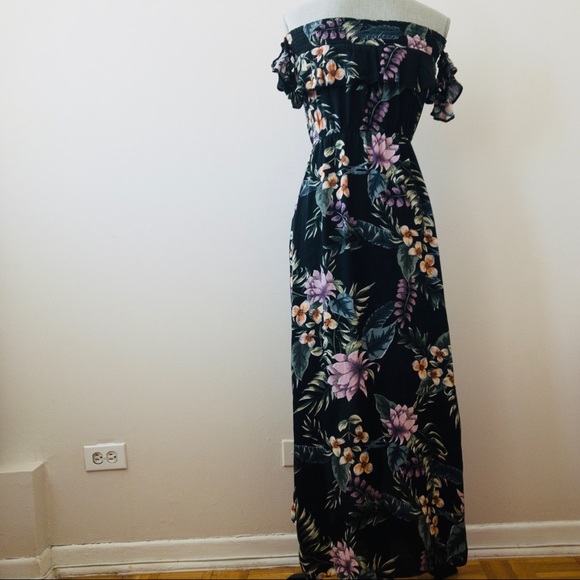 American Eagle Off Shoulder Long Floral Dress - Picture 3 of 6